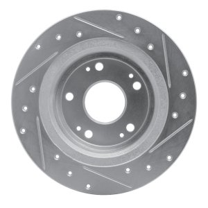 Acura ILX Brake Rotor (1) - Rear Left - R1 Concepts - Drilled & Slotted - Silver - `05-`22